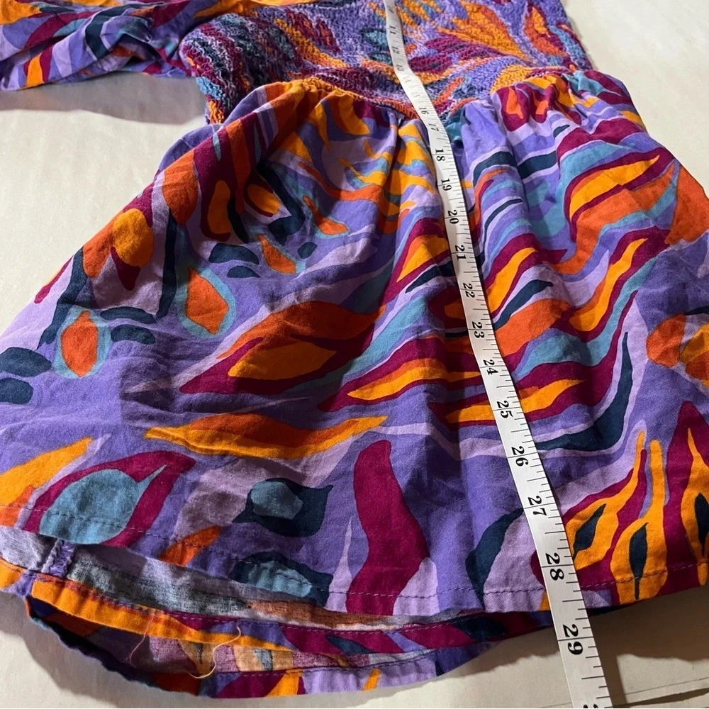 TERRA & SKY ~ Bright  Boho Smocked Top with Tiered Bell Sleeves Cotton Rayon 4X - Picture 10 of 10